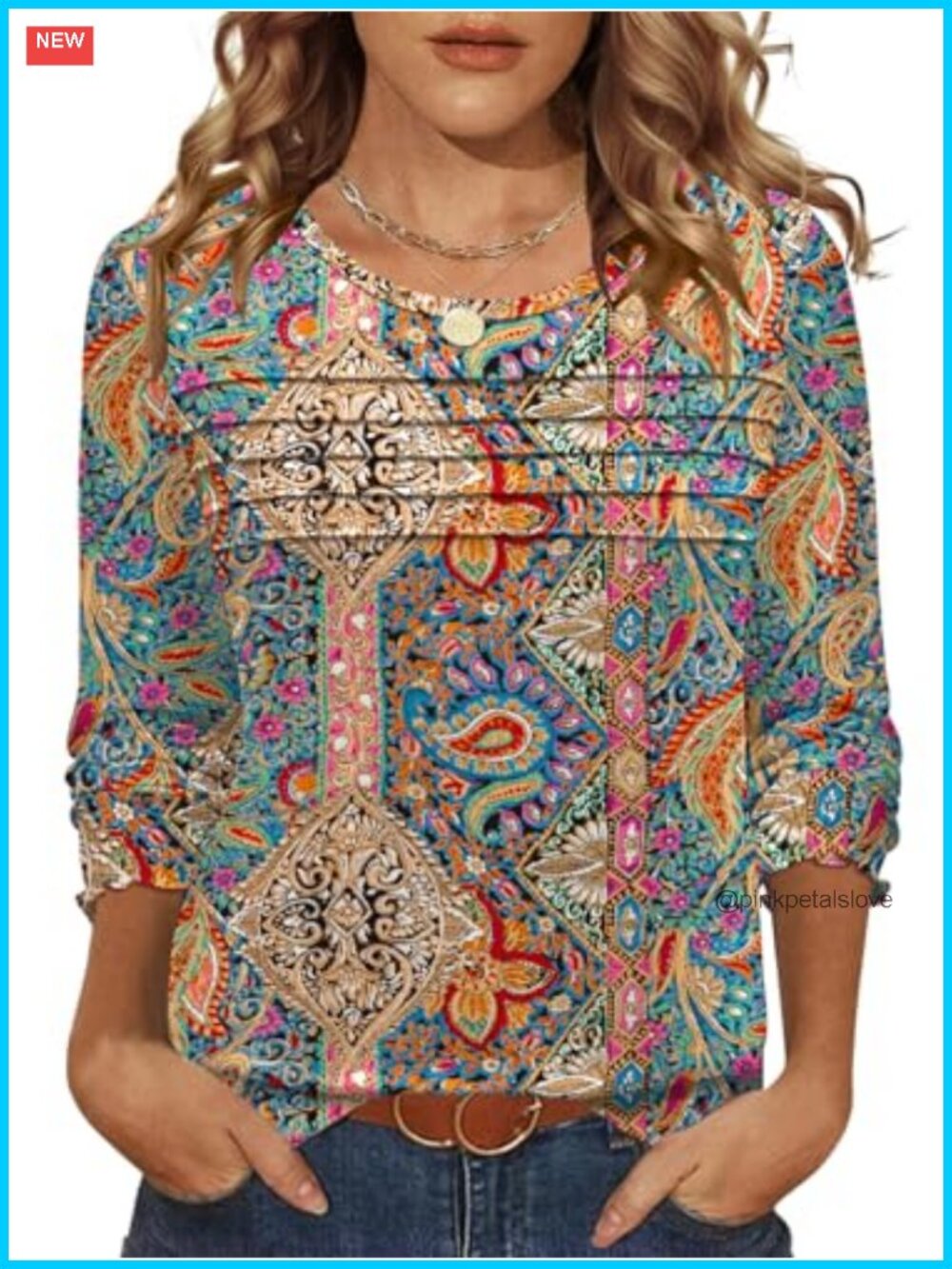 LOMON Women's Long Sleeve Pleated Tunic Top Dressy Casual Loose Flowy Blouse